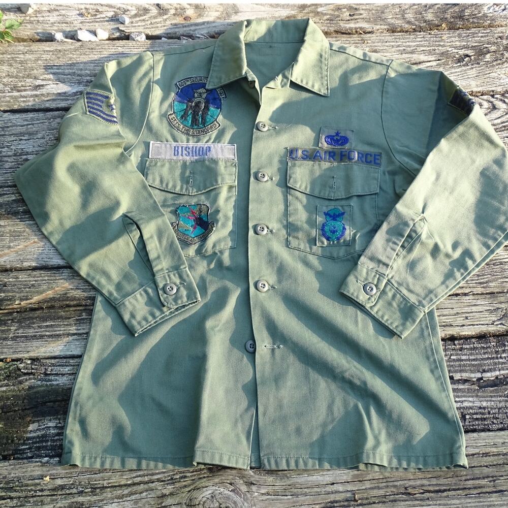 Vintage 80s US Military OG 507 Utility Shirt L USA